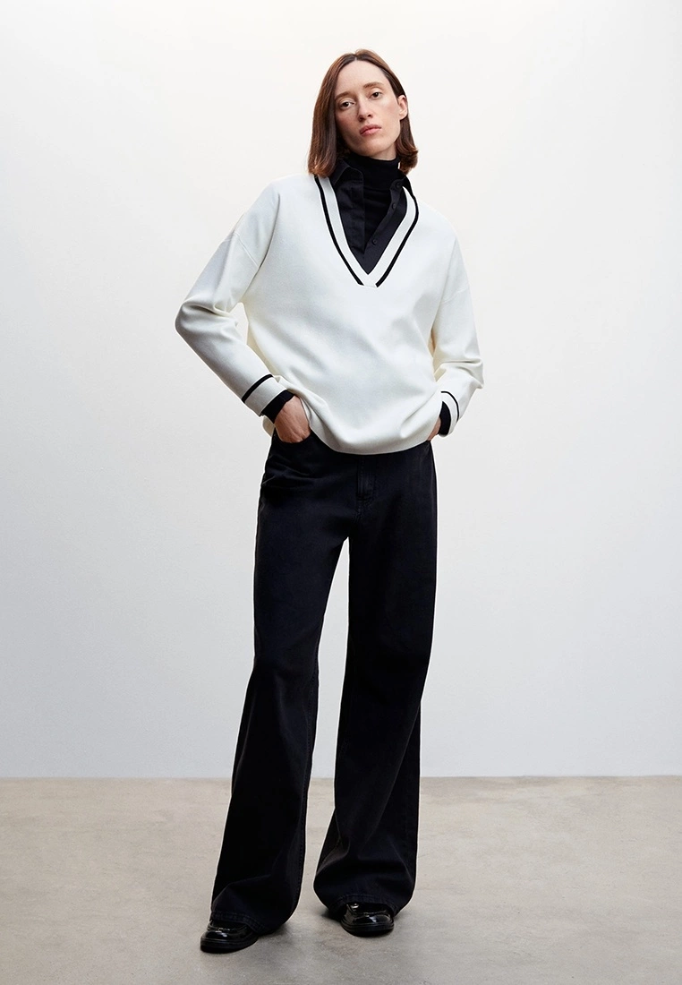 Mango Contrasting V-Neck Sweater 7 Mango Contrasting V-Neck Sweater - Image 5