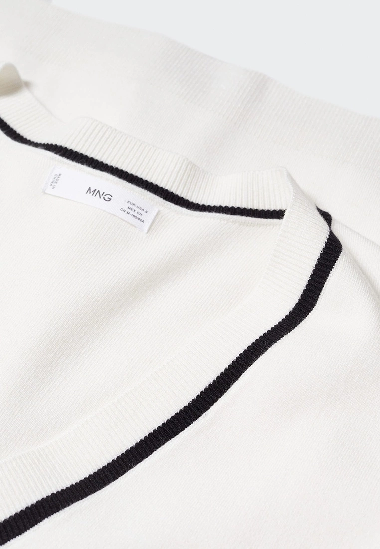 Mango Contrasting V-Neck Sweater 9 Mango Contrasting V-Neck Sweater - Image 7