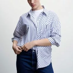 Mango Striped Cotton Shirt -Mango popular store mango 1043 6059046 2