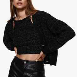 Mango Metallic Yarn Tweed Cardigan