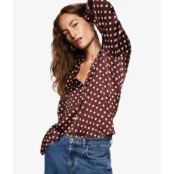 Mango Polka-Dot Satin-Finish Shirt