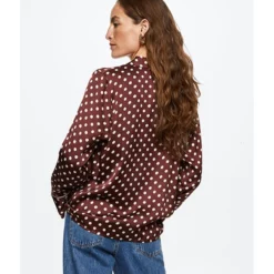 Mango Polka-Dot Satin-Finish Shirt -Mango popular store mango 1063 6840326 3