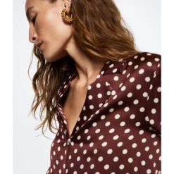 Mango Polka-Dot Satin-Finish Shirt -Mango popular store mango 1064 6840326 4