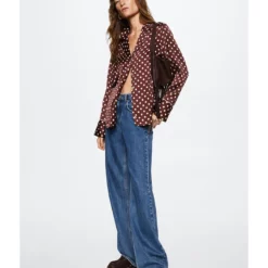 Mango Polka-Dot Satin-Finish Shirt -Mango popular store mango 1064 6840326 5