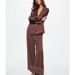 Mango Polka-Dot Satin-Finish Shirt -Mango popular store mango 1064 6840326 6