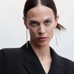 Mango Long Crystal Earrings -Mango popular store mango 1089 4592436 4