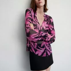 Mango Printed Chiffon Blouse -Mango popular store mango 1231 9329046 4