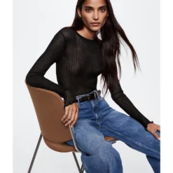 Mango Long Sleeve Silk T-Shirt -Mango popular store mango 1260 1722726 4