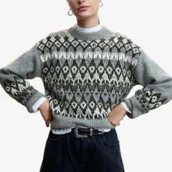 Mango Jersey Lurex Border Sweater
