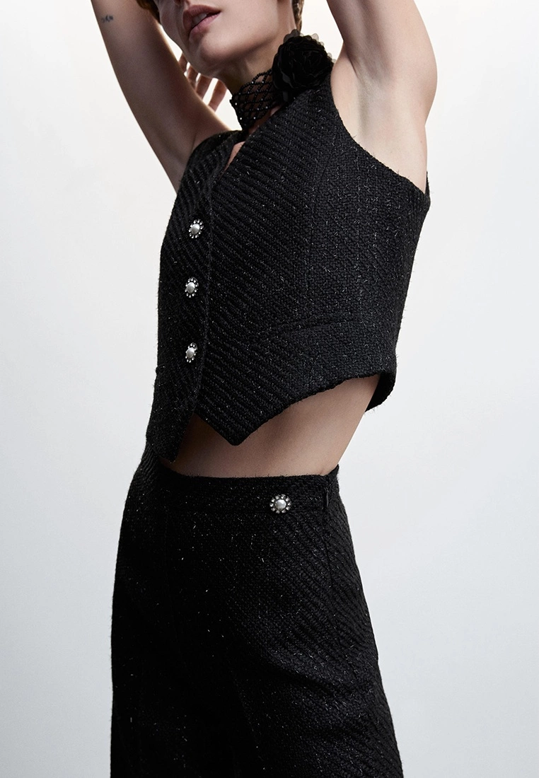 Mango Jewel Button Tweed Trousers 5 Mango Jewel Button Tweed Trousers - Image 3