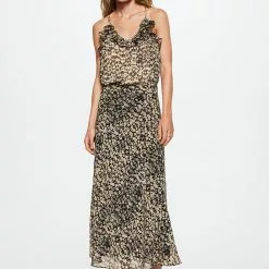 Mango Animal-Print Flowing Skirt -Mango popular store mango 1322 2967436 4