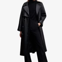 Mango Oversize Leather-Effect Trench Coat