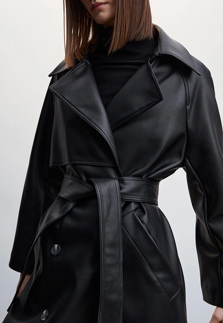 Mango Oversize Leather-Effect Trench Coat 5 Mango Oversize Leather-Effect Trench Coat - Image 3