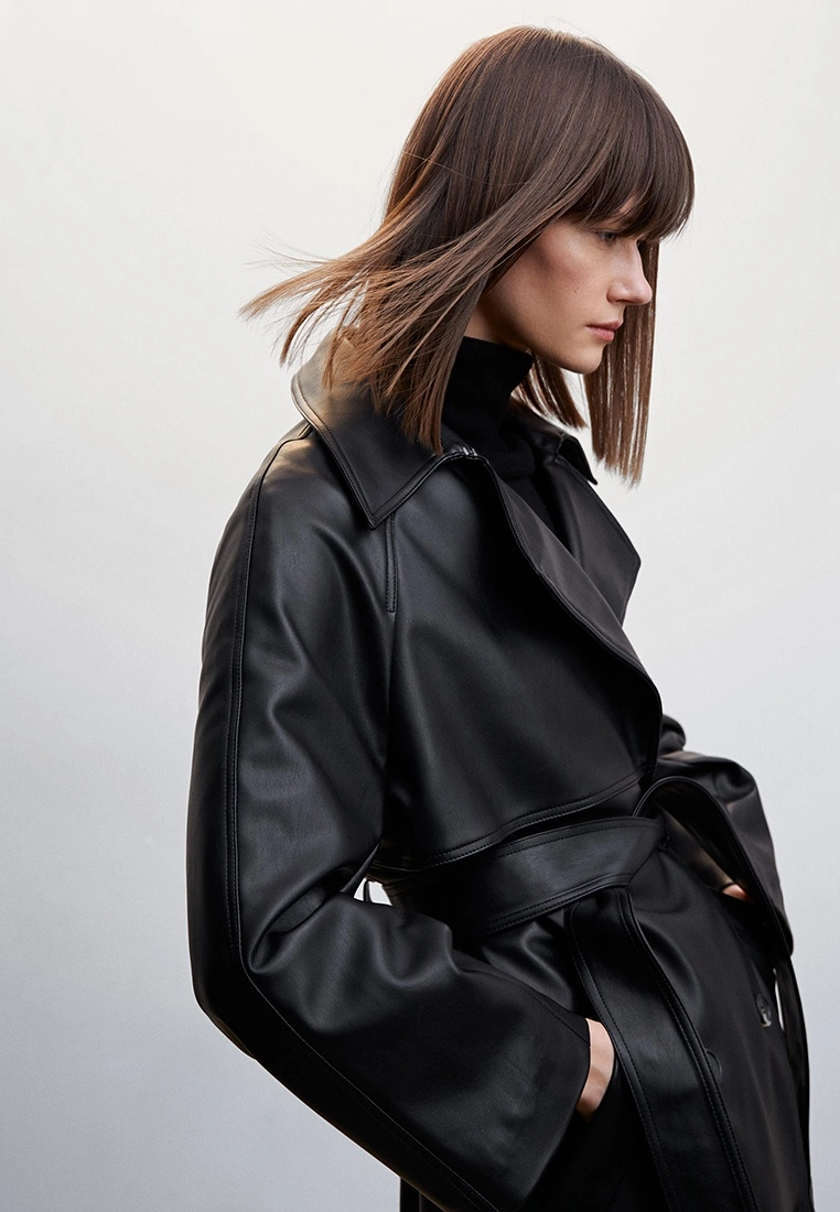 Mango Oversize Leather-Effect Trench Coat 6 Mango Oversize Leather-Effect Trench Coat - Image 4