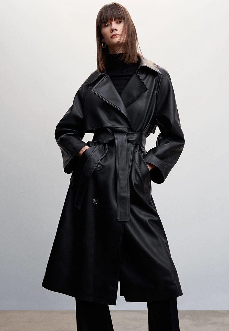 Mango Oversize Leather-Effect Trench Coat 8 Mango Oversize Leather-Effect Trench Coat - Image 6