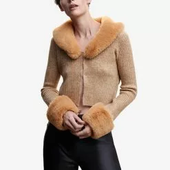 Mango Cardigan Faux-Fur Neck