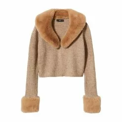 Mango Cardigan Faux-Fur Neck -Mango popular store mango 1340 2152536 5
