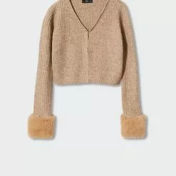 Mango Cardigan Faux-Fur Neck -Mango popular store mango 1340 2152536 6