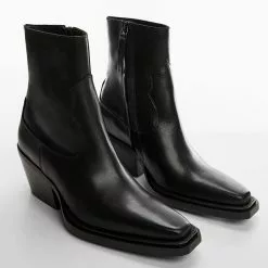 Mango Leather Cowboy Ankle Boots -Mango popular store mango 1373 7442536 2