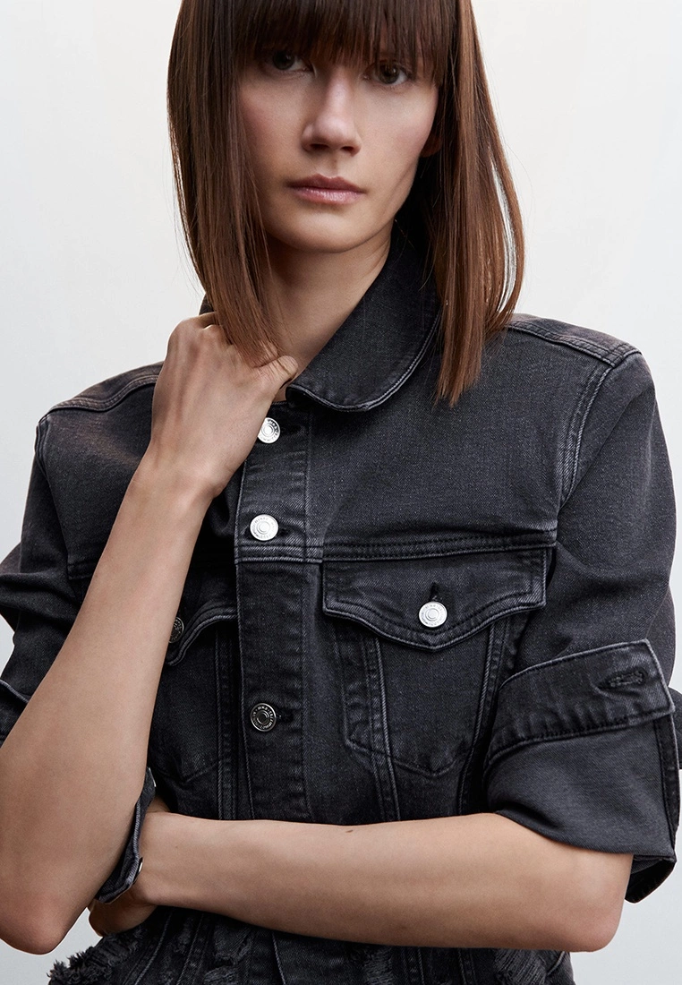 Mango Frayed Hem Denim Jacket 6 Mango Frayed Hem Denim Jacket - Image 4