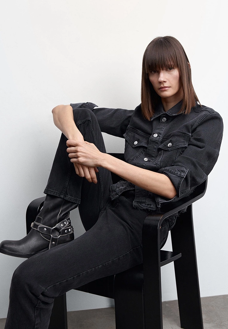 Mango Frayed Hem Denim Jacket 7 Mango Frayed Hem Denim Jacket - Image 5