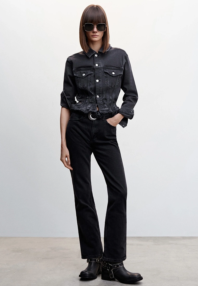 Mango Frayed Hem Denim Jacket 8 Mango Frayed Hem Denim Jacket - Image 6