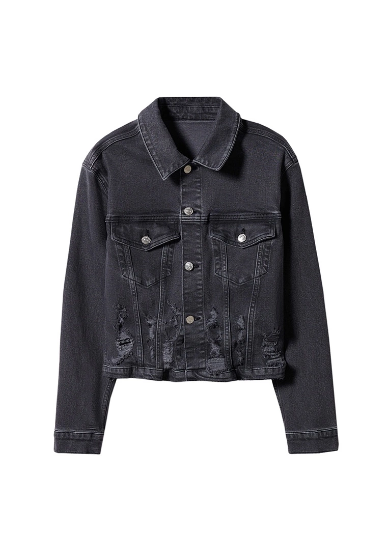 Mango Frayed Hem Denim Jacket 9 Mango Frayed Hem Denim Jacket - Image 7