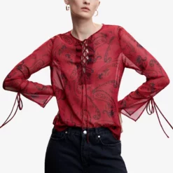 Mango Paisley Bow Blouse