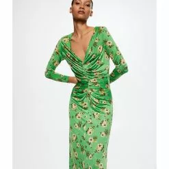 Mango Ruched Detail Flower Dress -Mango popular store mango 1435 0816626 3