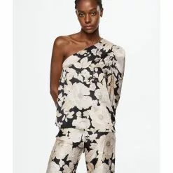 Mango Asymmetric Printed Blouse