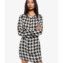 Mango Houndstooth Mini Dress