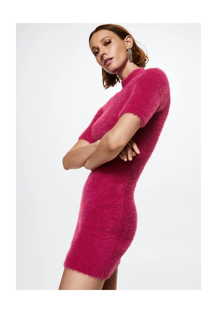 Mango Knitted Dress With Fur Effect 6 Mango Knitted Dress With Fur Effect - Image 4