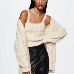 Mango Pearl Braided Knitted Top