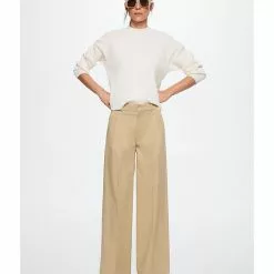 Mango Pleat Detail Cotton Trousers -Mango popular store mango 1562 3851626 5