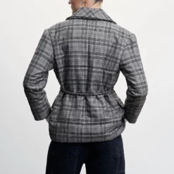 Mango Check Structured Quilted Jacket -Mango popular store mango 1631 8177436 2