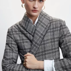 Mango Check Structured Quilted Jacket -Mango popular store mango 1632 8177436 3