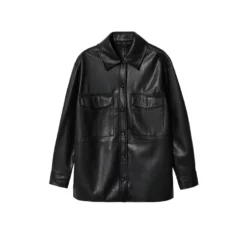 Mango Oversized Leather-Effect Overshirt -Mango popular store mango 1735 0951626 5