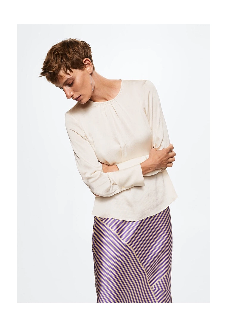 Mango Ruched Satin Blouse 3 Mango Ruched Satin Blouse