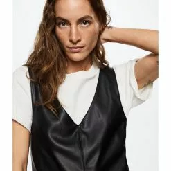 Mango Faux-Leather Pinafore Dress -Mango popular store mango 2376 1605626 2