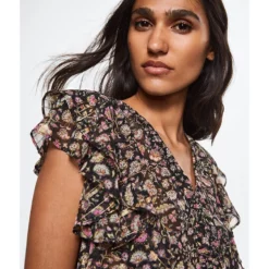 Mango Ruffles Printed Blouse -Mango popular store mango 2558 8379026 3