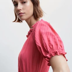 Mango Puffed Sleeves Texture Dress -Mango popular store mango 2931 2242636 3