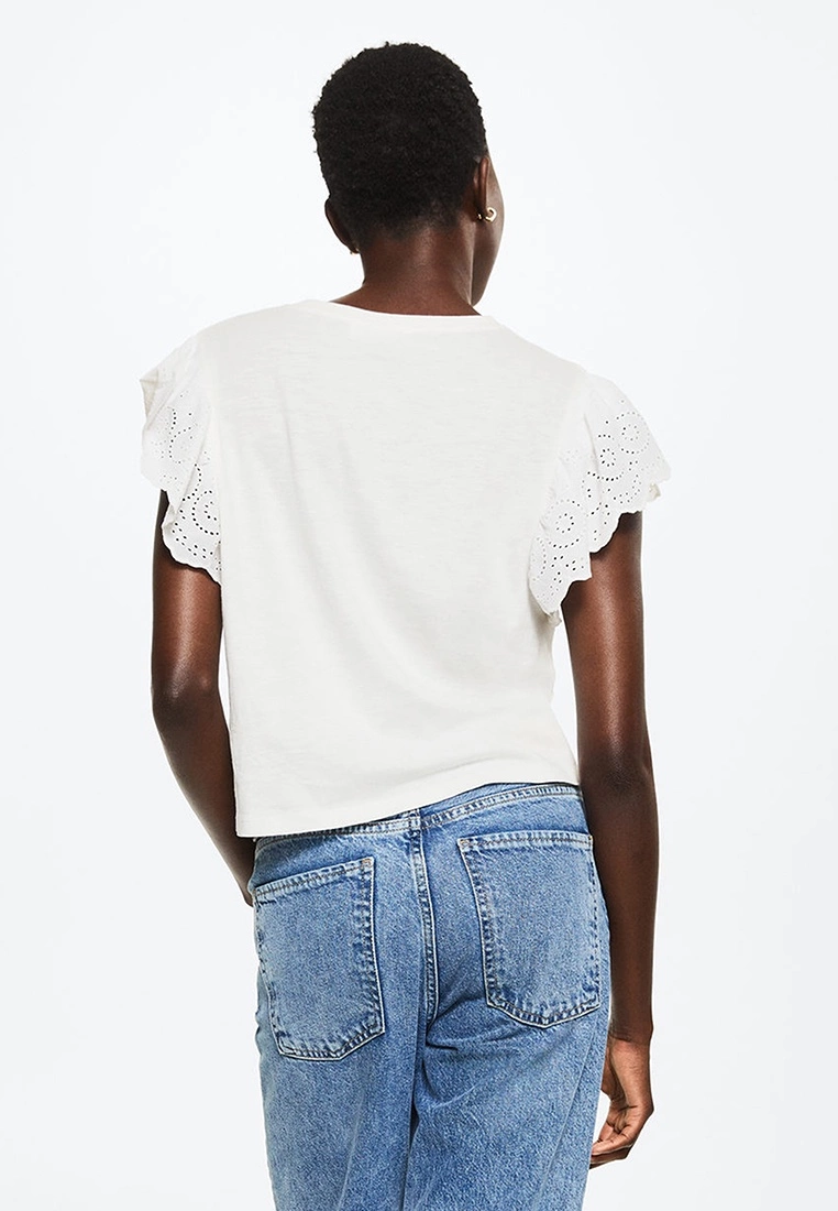 Mango Cotton T-Shirt With Openwork Detail 4 Mango Cotton T-Shirt With Openwork Detail - Image 2