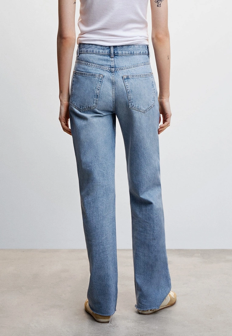 Mango Wide Leg Frayed Jeans 5 Mango Wide Leg Frayed Jeans - Image 3