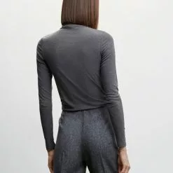 Mango Ribbed High Neck T-Shirt -Mango popular store mango 2983 7362636 2