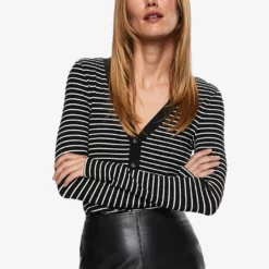 Mango Buttoned Ribbed Top