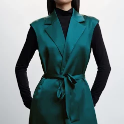 Mango Satin Waist Tie Waistcoat -Mango popular store mango 3028 6932636 4