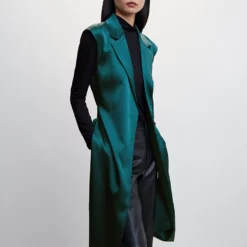 Mango Satin Waist Tie Waistcoat -Mango popular store mango 3028 6932636 5