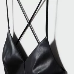 Mango Leather Effect Cross Back Dress -Mango popular store mango 3058 4462636 6