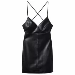 Mango Leather Effect Cross Back Dress -Mango popular store mango 3059 4462636 7