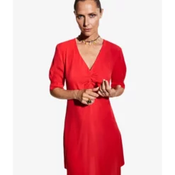 Mango Ruched Detail Dress